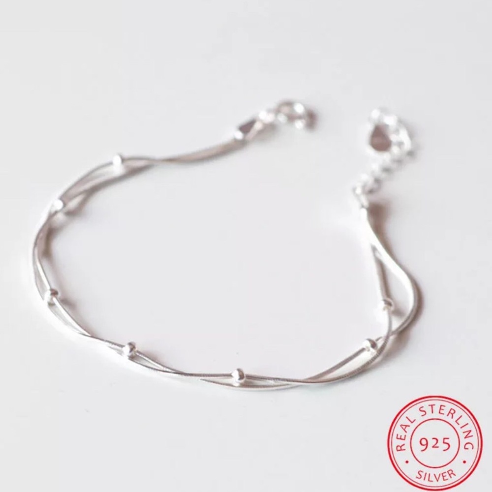 NEW! 925 Sterling Silver Double Chain Bracelet !